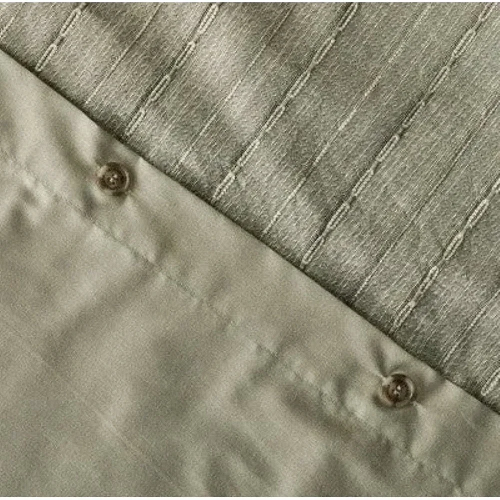 Hearth & Hand 3pc Full/Queen Washed Loop Stripe Duvet Bedding Set - Sage Green